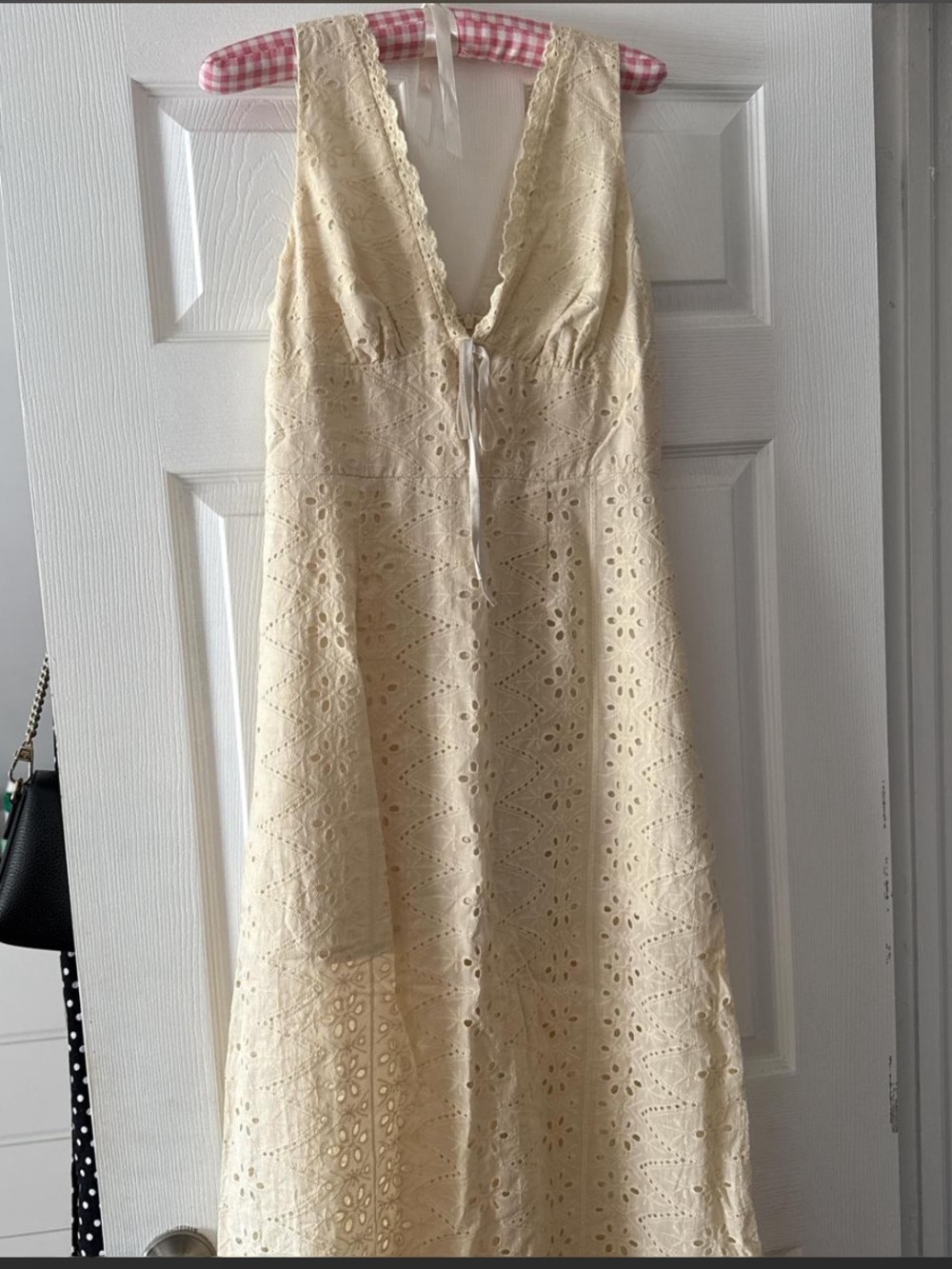 Cider Cream Eyelet Midi Dress with Tie-Front